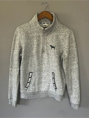 PINK Victoria’s Secret Gray Quarter Zip Pullover Sweatshirt Medium